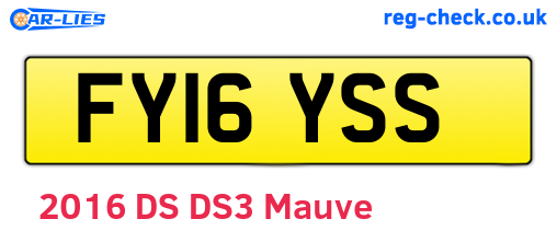 FY16YSS are the vehicle registration plates.