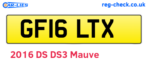 GF16LTX are the vehicle registration plates.