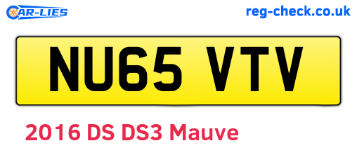 NU65VTV are the vehicle registration plates.