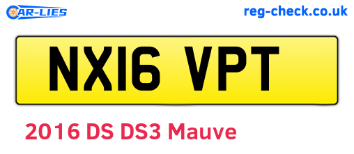 NX16VPT are the vehicle registration plates.