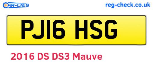 PJ16HSG are the vehicle registration plates.