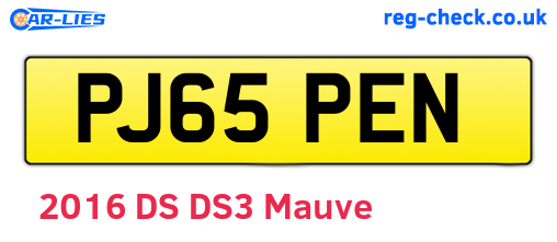 PJ65PEN are the vehicle registration plates.
