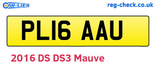 PL16AAU are the vehicle registration plates.