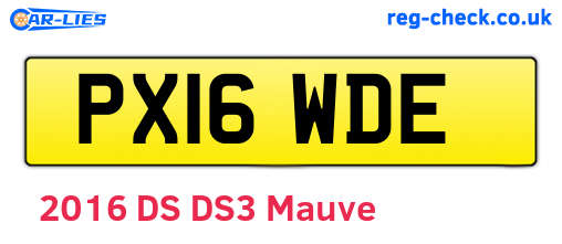 PX16WDE are the vehicle registration plates.