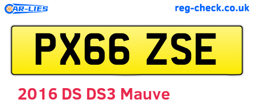 PX66ZSE are the vehicle registration plates.