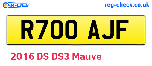 R700AJF are the vehicle registration plates.