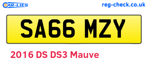 SA66MZY are the vehicle registration plates.