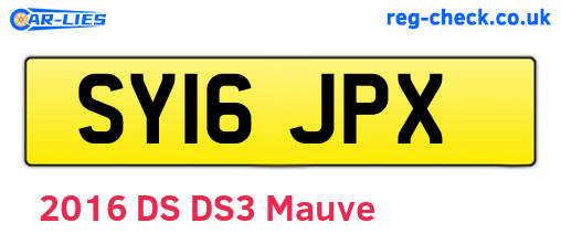 SY16JPX are the vehicle registration plates.