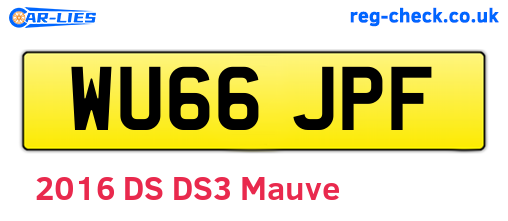 WU66JPF are the vehicle registration plates.