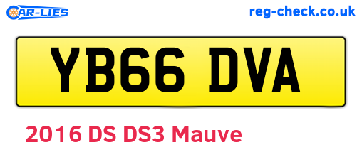 YB66DVA are the vehicle registration plates.