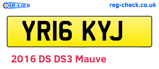 YR16KYJ are the vehicle registration plates.