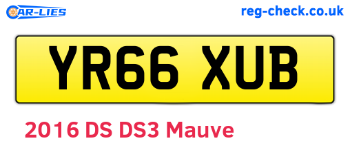 YR66XUB are the vehicle registration plates.