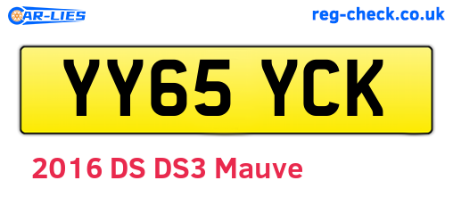 YY65YCK are the vehicle registration plates.
