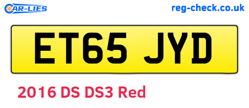 ET65JYD are the vehicle registration plates.