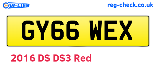 GY66WEX are the vehicle registration plates.