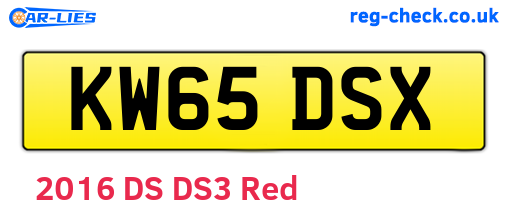 KW65DSX are the vehicle registration plates.