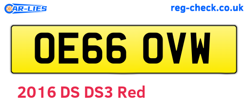 OE66OVW are the vehicle registration plates.