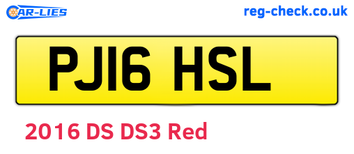 PJ16HSL are the vehicle registration plates.