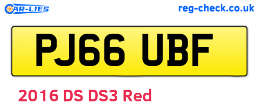 PJ66UBF are the vehicle registration plates.
