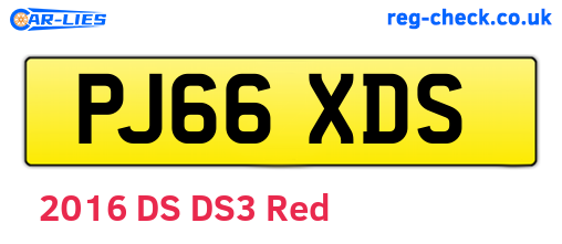 PJ66XDS are the vehicle registration plates.