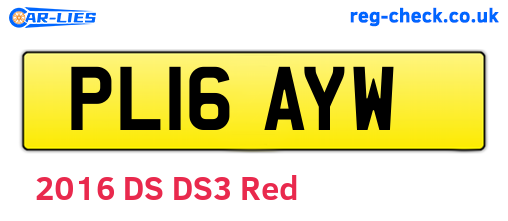 PL16AYW are the vehicle registration plates.