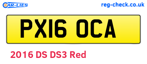 PX16OCA are the vehicle registration plates.