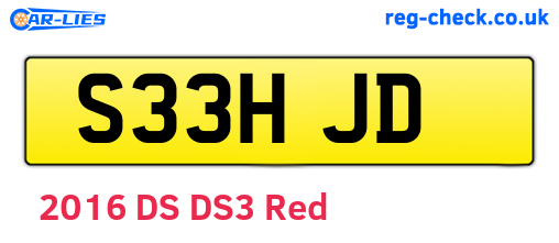 S33HJD are the vehicle registration plates.