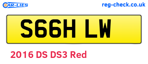 S66HLW are the vehicle registration plates.