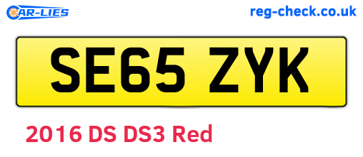 SE65ZYK are the vehicle registration plates.