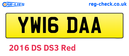 YW16DAA are the vehicle registration plates.