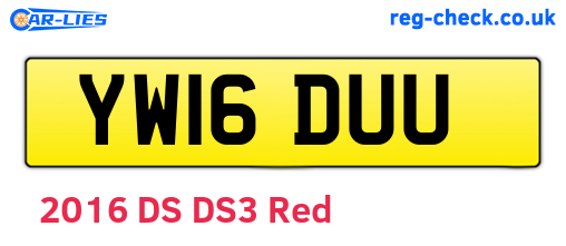 YW16DUU are the vehicle registration plates.