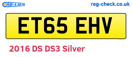 ET65EHV are the vehicle registration plates.