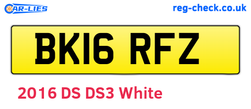 BK16RFZ are the vehicle registration plates.
