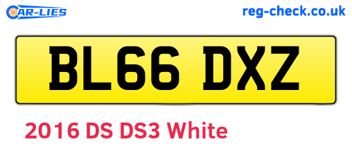 BL66DXZ are the vehicle registration plates.