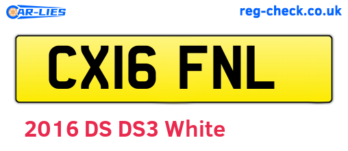 CX16FNL are the vehicle registration plates.