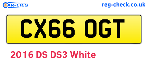 CX66OGT are the vehicle registration plates.