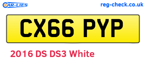 CX66PYP are the vehicle registration plates.