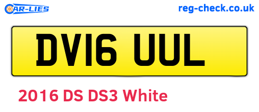DV16UUL are the vehicle registration plates.