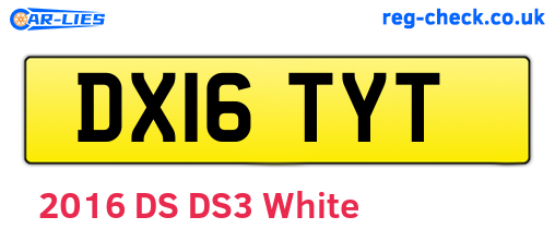 DX16TYT are the vehicle registration plates.