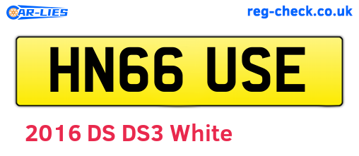 HN66USE are the vehicle registration plates.