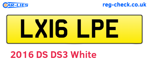 LX16LPE are the vehicle registration plates.