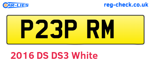 P23PRM are the vehicle registration plates.