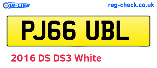 PJ66UBL are the vehicle registration plates.