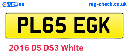 PL65EGK are the vehicle registration plates.