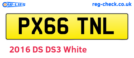 PX66TNL are the vehicle registration plates.