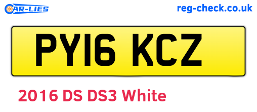 PY16KCZ are the vehicle registration plates.