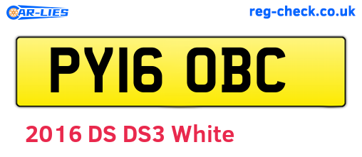 PY16OBC are the vehicle registration plates.