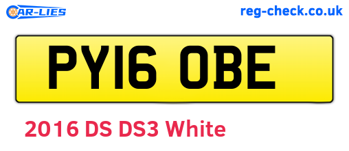 PY16OBE are the vehicle registration plates.