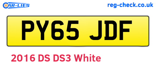 PY65JDF are the vehicle registration plates.