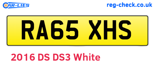 RA65XHS are the vehicle registration plates.